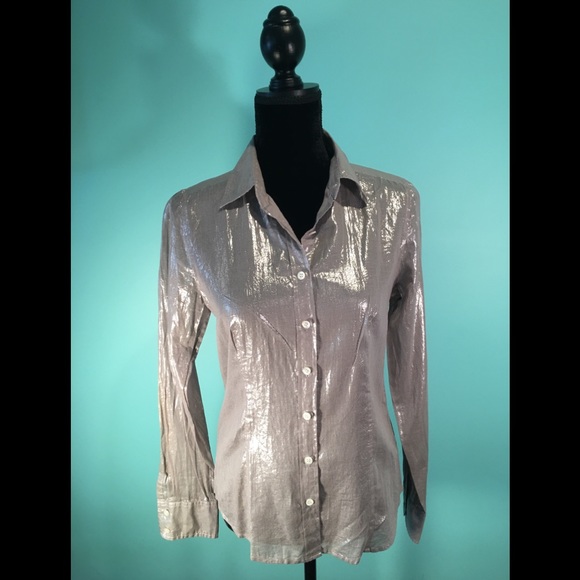 J. Crew Tops - J. Crew Metallic Silver Blouse